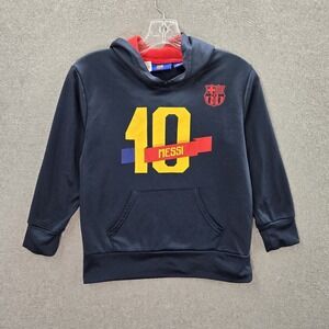 FC Barcelona Boys Hoodie‎ Small Navy Fleece Lionel Messi 10 Activewear Logo